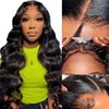 Turuwu 24Inch Wear and Go Glueless Wigs Human Hair Pre Plucked Pre Cut 5x5 HD Lace Closure Wigs 180% Density Brazilian Virgin Hair Body Wave Lace Front Wigs Human Hair for Black Women