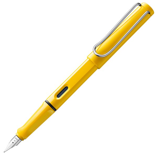 LAMY safari yellow - Fountain Pen with ergonomic grip & polished steel nib in size F - ideal for any Writing & Calligraphy - including LAMY T 10 blue cartridge - Right-Handed