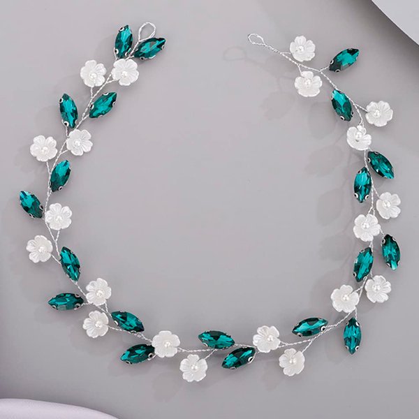 BERYUAN Flower Crystal Headband for Bride Women Girls Crystal Wedding Hair Vine Cute Bridal Hair Accessories Peacock Blue