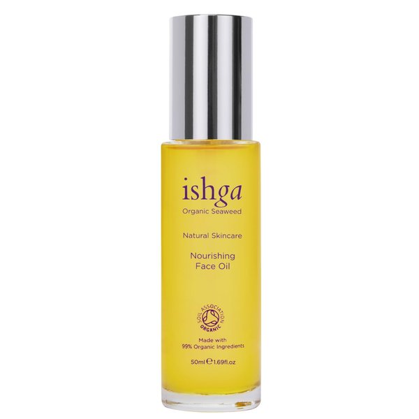 Ishga Organic Nourishing Face Oil | Scottish Seaweed, Jojoba, Almond Oil, Rose Geranium | Vegan, Cruelty-Free | 1.69fl oz (50ml)