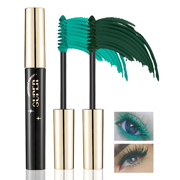 Dark Light Green Mascara for Eyelashes-2PCS Colorful Mascara Waterproof Long Lasting Liquid Lash Extensions, Smudgeproof Lengthening Volumizing Curling Colored Mascara, Women St Patrick's Makeup Gifts