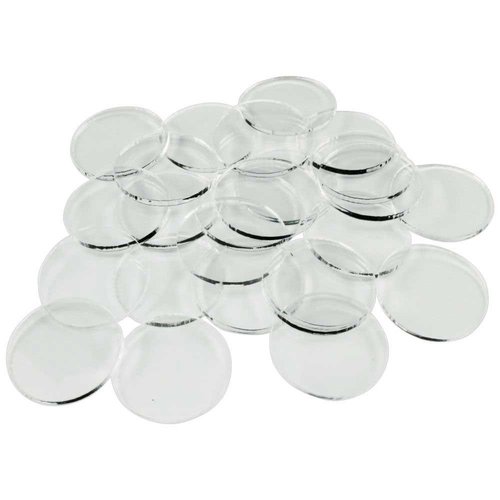 LITKO Clear Round Miniature Bases | 1.5mm Thick | Circular Figure Stands for Wargaming Boardgaming and Collectible Figures (25 Count Pack, 25mm)