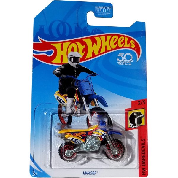 Hot Wheels 2018 50th Anniversary HW Daredevils HW450F (Dirt Bike), Yellow
