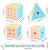 TUNJILOOL Speed Cube Set, 2x2 3x3 4x4 Pyramid Cube 24 Blocks Twisty Ruler Magic Snake Cube Smoothly Stickerless Puzzle Cube 5Pack(Macroon)