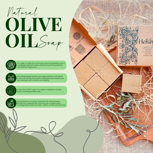 Natural Olive Oil Soap bars with Organic Ingredients, Vegan Soap, Moisturizing, Handmade, Scented With Essential Oils, Body Soap Bars for Women and men (Old Gold) (Pack of 4 Bars) 17.6 Ounce