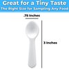 Extra Sturdy, BPA Free 100ct Plastic Tasting Spoons. Disposable Mini Tasters for Sampling or Individual Portions of Ice Cream, and Appetizers. Great for Food Trucks, Parties and Events