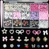 Pink White Bow Rose Flowers Nail Charms 3D Hollow Heart Star Bowknots Pearls Assorted Acrylic Nail Charms Mix Pearls, Silver Planet Star Butterfly Alloy Nail Gems Charms for Nail Art DIY Accessories