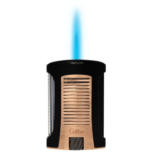 Colibri Daytona Lighter for - Refillable Butane Torch with Adjustable Flame & Fuel Window - Single-Action Ignition - Black Matte Finish with Colored Metallic Accent - Rose Gold