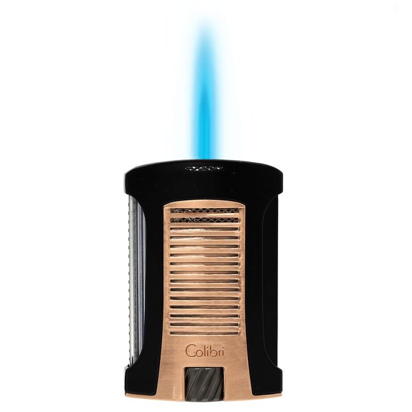 Colibri Daytona Lighter for - Refillable Butane Torch with Adjustable Flame & Fuel Window - Single-Action Ignition - Black Matte Finish with Colored Metallic Accent - Rose Gold