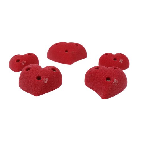 Atomik Rock Climbing Holds Set of 5 Medium Screw-On Hearts in Red