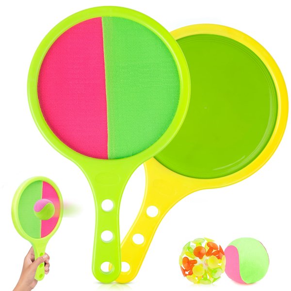 Beach Toys Toss and Catch Game: Toss and Catch Ball Set Beach Games for Kids Family - Pool Yard Game Summer Outdoor Toys for Kids Family Paddle Ball