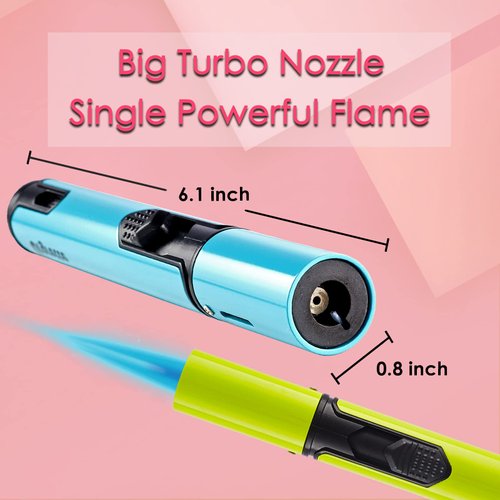 Urgrette 4 Pack Spring Colors Torch Lighter, 6-inch Refillable Pen Lighter Jet Flame Butane Lighter for Grill BBQ Candlek Camping (Gas Not Included)