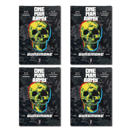 GRENADE Gunsmoke Bar Soap for Men Grooming, Body and Face Natural Cleanser, Fresh Masculine Scent, Gift for Armed Forces and Military Enthusiasts, American Made, 4 Pack
