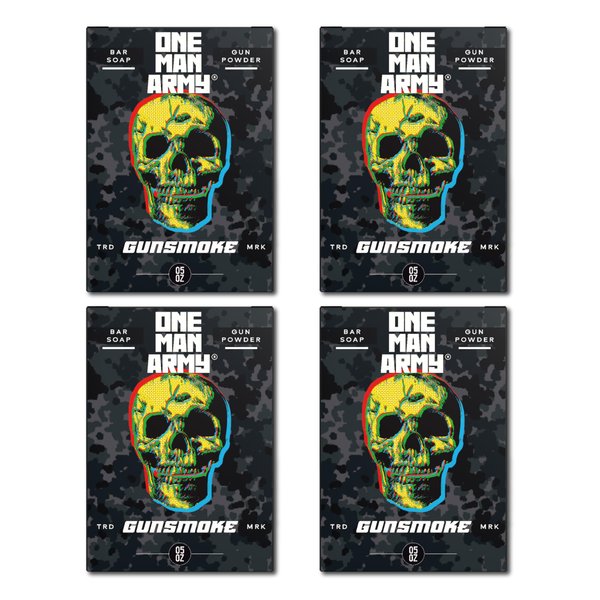 GRENADE Gunsmoke Bar Soap for Men Grooming, Body and Face Natural Cleanser, Fresh Masculine Scent, Gift for Armed Forces and Military Enthusiasts, American Made, 4 Pack