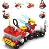 Vilbocr 6 in 1Toddler Fire Truck Toys Building Blocks Toys for 4+ Years Boys Kids Gift Idea Forest fire Truck Toy 142Pcs-Compatible with Other Building Block Toys (fire Rescue)