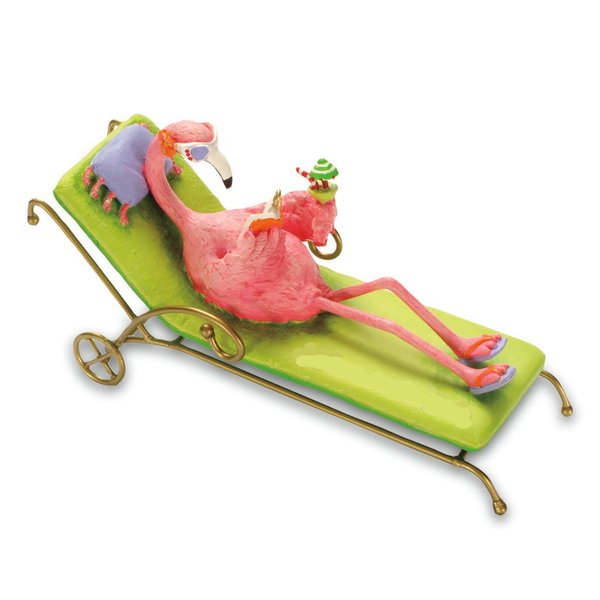 Cape Shore Flamingo Beach Lounging Island Christmas Tree Ornament,Resin