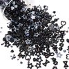 1450pcs Black 3D Multi Shapes Pearl Nail Charms, COOSLIM Flatback Pearls Gems Heart Flower Bowknot Nail Charms Mix Styles Star Bow for Nail Art Decoration