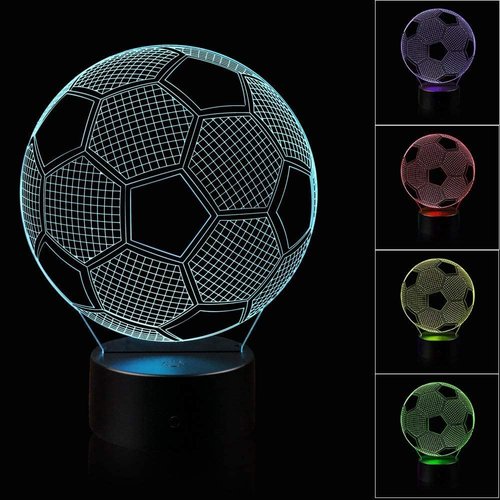 AZALCO Soccer Night Light,3D Illusion Football Lamp with Remote Control&Smart Touch 16 Colors Changing for Kids Sport Lovers Home Decor