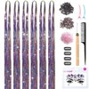 Nineibei Hair Tinsel Kit with Tools 6Pcs 1400 Strands Rainbow Glitter Hair Tinsel Heat Resistant Fairy Hair Sparkly Shiny Tinsel Hair Extensions for Women Girls Kids 48Inch (Rainbow)