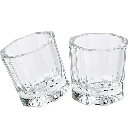 Fiezkaa 2pcs Dappen Dish for Acrylic Nails, Clear Glass Acrylic Nail Monomer Liquid Bowl, Acrylic Powder Holder, Acrylic Glass Jar Dampen Dish Liquid Cup for Nail Art Manicure Care Tools
