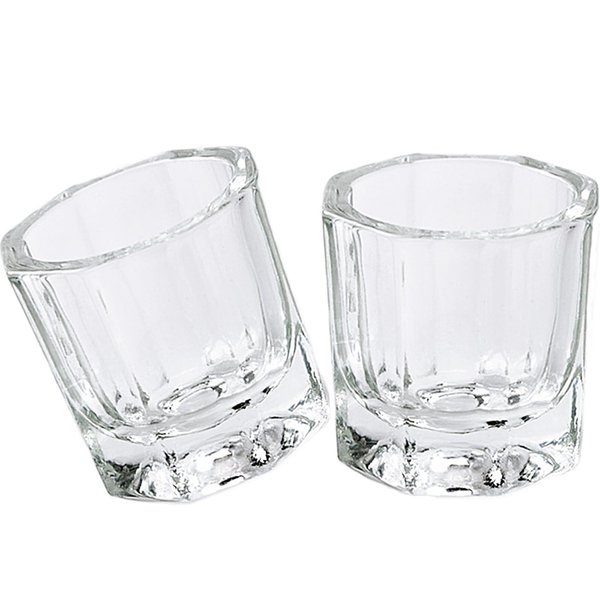Fiezkaa 2pcs Dappen Dish for Acrylic Nails, Clear Glass Acrylic Nail Monomer Liquid Bowl, Acrylic Powder Holder, Acrylic Glass Jar Dampen Dish Liquid Cup for Nail Art Manicure Care Tools