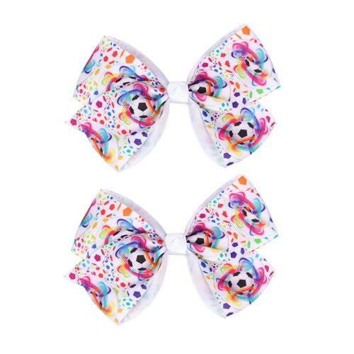 Soccer Ribbon Bow Hair Clips soccer bows Hair Accessories for girls.(FJ27) (Design and colour)