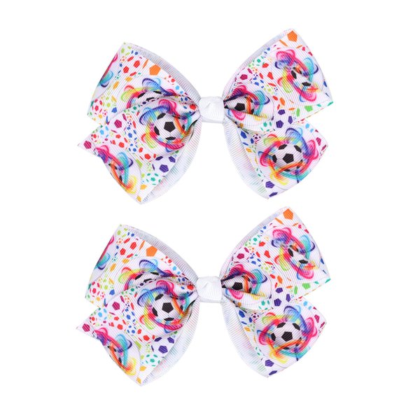 Soccer Ribbon Bow Hair Clips soccer bows Hair Accessories for girls.(FJ27) (Design and colour)