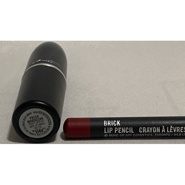 M.A.C. Cosmic Lip Duo RED Set Frost Lipstick FRESH MOROCCAN & Lip Pencil BRICK