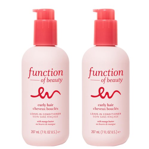 FUNCTION OF BEAUTY Curly Hair Leave In Conditioner Base, 7 oz Each (2-Pack) - Sulfate Free Conditioner with Mango Butter Hydrates, De-Frizzes and Defines Curls