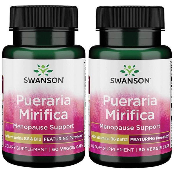 Swanson Pueraria Mirifica with B6 '&' B12 - Featuring Puresterol 60 Veg Caps 2 Pack