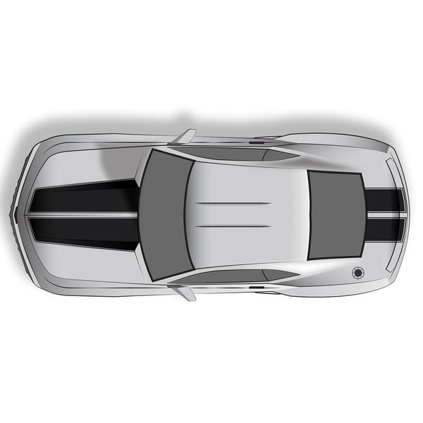 Factory Crafts Hood & Trunk Stripes Graphics Kit 3M Vinyl Decal Wrap Compatible with Chevrolet Camaro 2010-2015 - Gloss Black