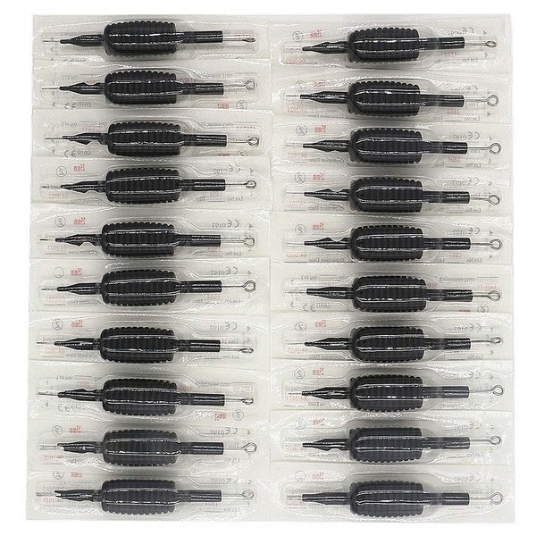 Autdor Tattoo Needles and Tubes Combo - 20Pcs Disposable Tattoo Tubes with Matching Mixed Tattoo Needles 3RL 5RL 7RL 9RL 5RS 7RS 9RS 5M1 7M1 9M1 for Tattoo Supplies Tattoo Machine (Black+Black-20pcs)
