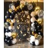 300 Pcs Black Gold Confetti Balloons Set Lncludes 12 inch Black White Gold and Black Gold Confetti Balloons for Birthday Party Supplies Wedding Graduation Decorations