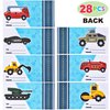 JOYIN 28 Packs Valentines Day Cards with DieCast City Vehicles Toys for Kids Valentine Party Favor, Classroom Exchange Prize and Gifts for Boys, Valentine’s Greeting Cards