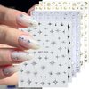 6 Sheets Star Nail Stickers for Nail Art 3D Self-Adhesive Gold Silver Black Stars Nail Art Stickers Crystal Diamond Star Nail Charms Stickers Chrome Nail Decals for Women Acrylic Manicure Decorations