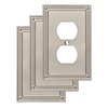 Franklin Brass Classic Beaded Wall Plate, Satin Nickel Single Duplex Outlet Cover, 3-Pack, W35059V-SN-C