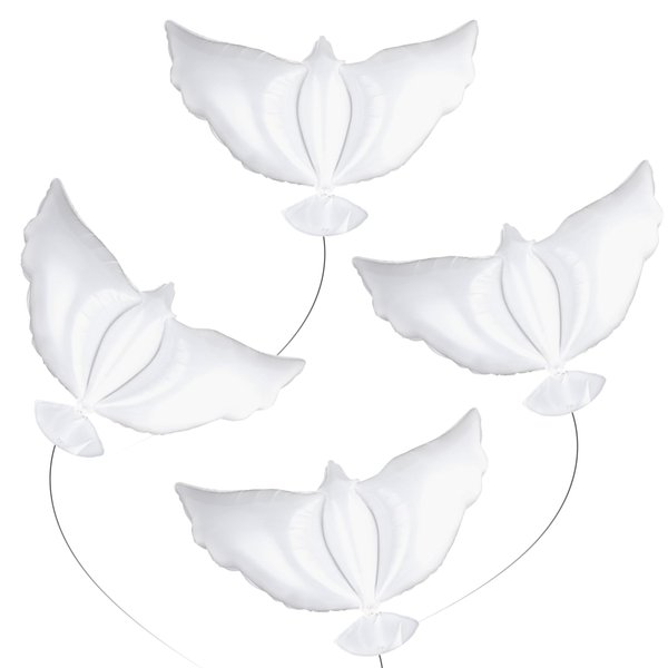 Prasacco 4 Pieces Dove Balloons, Memorial Balloons to Release in Sky Biodegradable Funeral Balloons to Release Pigeon Bird Balloons Party Decorations for Funeral Birthday Engagement Wedding Party
