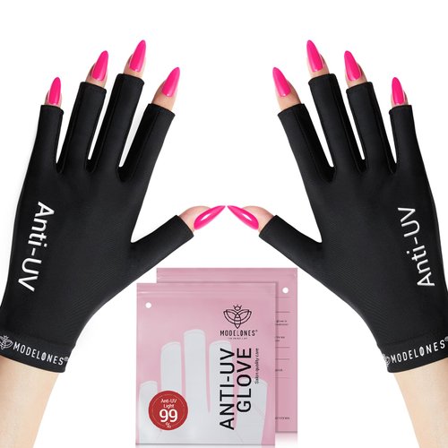 modelones UV Gloves for Nails, Professional UPF99+ UV Protection Gloves for Gel Manicures, Fingerless UV Light Gloves for Gel Nails, Anti UV Gloves for Gel Nail Lamp, Protect Your Skin from UV Harm