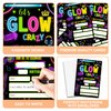 YQV Neon Glow Invitation Birthday Party Invitations, 20-Count Let's Glow Crazy Theme Birthday Party Invites With Envelopes-HBYQK-B02