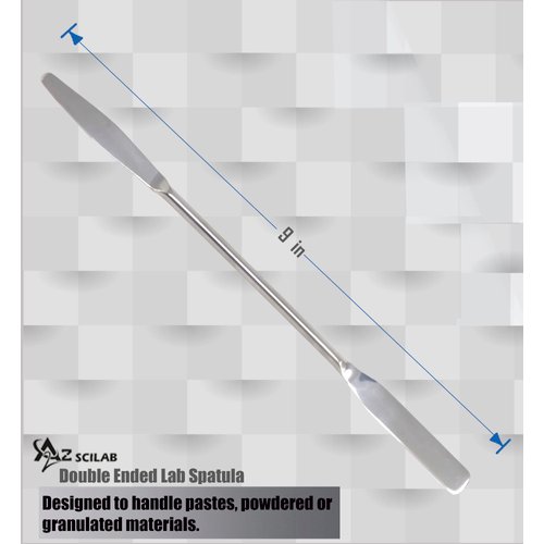 A2Z Lab Spatula Stainless Steel, Long Medicine, Gel, Paste & Creams Handling Spatula, Micro Sampling Transfering Double Ended Spatula Tapered Arrow End Flat Ends - Laboratory Supplies - 9 inch