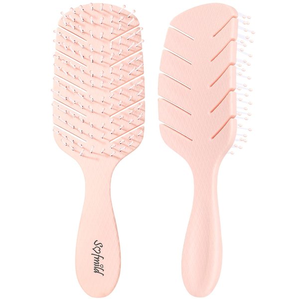 Hair Brush,Sofmild Curved Vented Paddle Brush for Faster Blow Drying,Detangle Brush Flexible Bristles Glide Thru Tangles with Ease, Detangling Styling Hair Brushes for Women Curly Thick Wet Hair