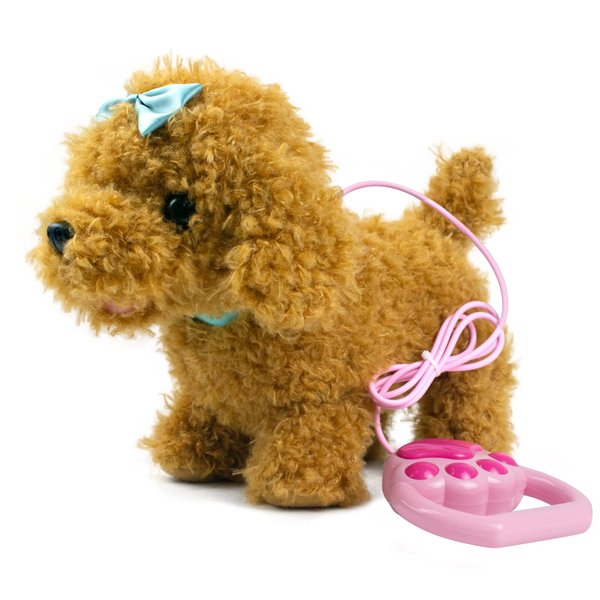 YH YUHUNG Walking Dog Toys for Kids with Remote Control Leash, Plush Electronic Pets Puppy Interactive Dog That Walk, Bark, Head Nod, Wags Tail(Brown)