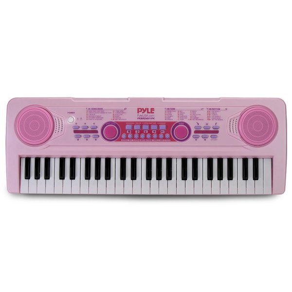 PYLE-PRO Electric Musical Keyboard for Kids-Portable 49 Key Electronic Piano & Karaoke Keyboard, Learning Keyboard for Children w/Microphone and Recording, Built-in Speaker-PKBRD4911PK (Pink)