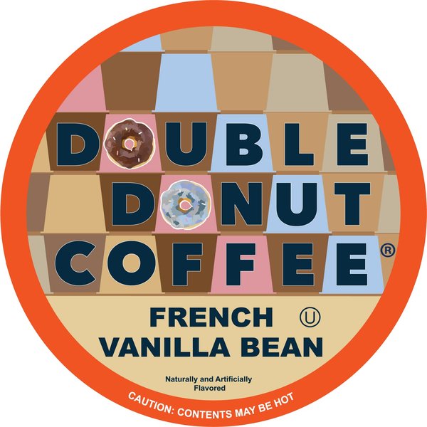 French Vanilla Coffee Pods, Vanilla Bean Flavored Coffee in Recyclable Single Serve Vanilla Pods for the Keurig K Cups Coffee Makers, From Double Donut - 24 cups