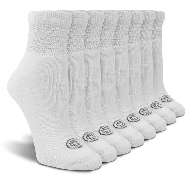 Doctor's Choice Women's Diabetic Socks, Non-Binding, Circulatory, Cushioned, Ankle Socks for Swollen Feet, 4 Pack, White, Shoe Size 6-10, Diabetic Socks for Women Size 9-11