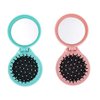 Aeyistry 2 Pcs Round Travel Hair Brush Mini Hair Comb with Make up Mirror Portable Folding Hair Brush for Travel(Pink,Blue)
