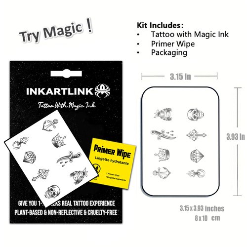 INKARTLINK Temporary Tattoos, Semi Permanent Tattoo Adult Art Design Waterproof Temp Tattoo Party Favors Tattoo Stickers Realistic Look, No Adhesive, Lasts 1-2 Weeks Black (Finger Piracy)