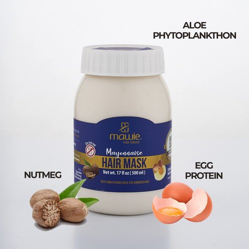 500 ML - Mayonnaise hair mask for dry damage, adds shine and strength, fortifies weak hair, nourishes processed hair, adds silkiness. MAWIE