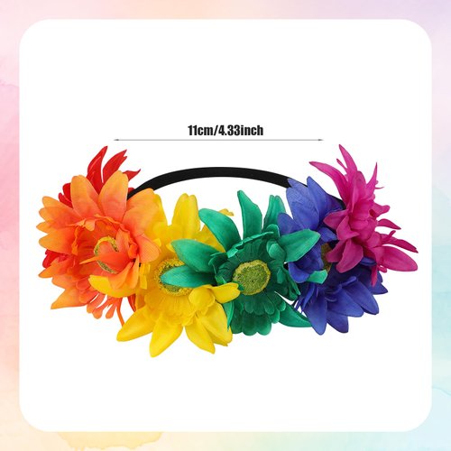 NQEUEPN Rainbow Headband, Pride Outfits Rainbow Accessories Lgbt Gay Pride Decorations Flower Crown Pride Party Favors for Women Girls Festival