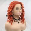 melody wig 14" Orange Wigs Syntehtic Orange Lace Front Wigs For Women Hair Short Curly Wig Heat Resistant Fiber Orange Hair Wig Cosplay Wigs